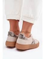 Dámské tenisky s vložkami z kůže Big Star šedé model 22040018 - Big Star Shoes