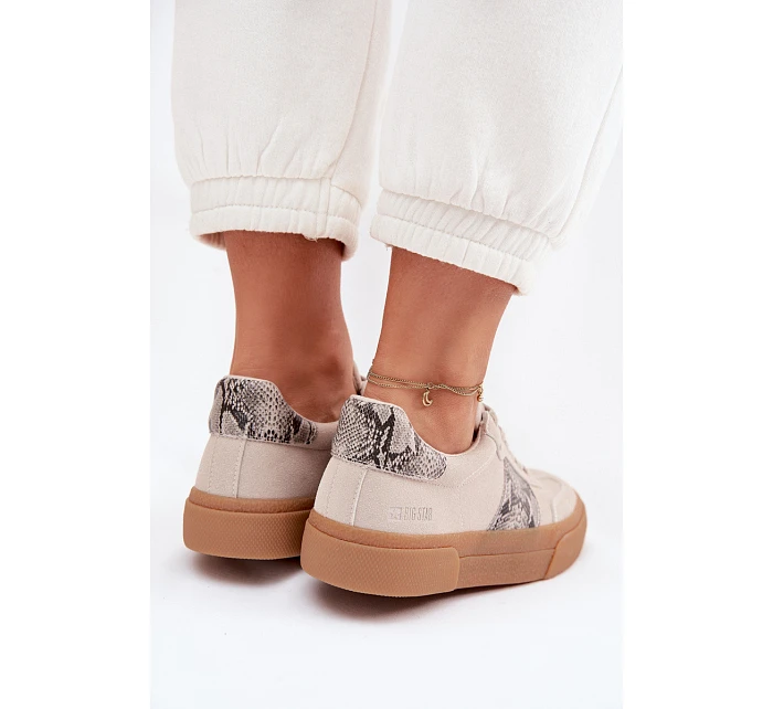 Dámské tenisky s vložkami z kůže Big Star šedé model 22040018 - Big Star Shoes