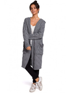 Pletený svetr s kapucí šedý model 18002147 - BeWear