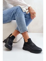 Sportovní boty na platformě kožené černé Artiker Sportovní boty na platformě kožené černé Artiker