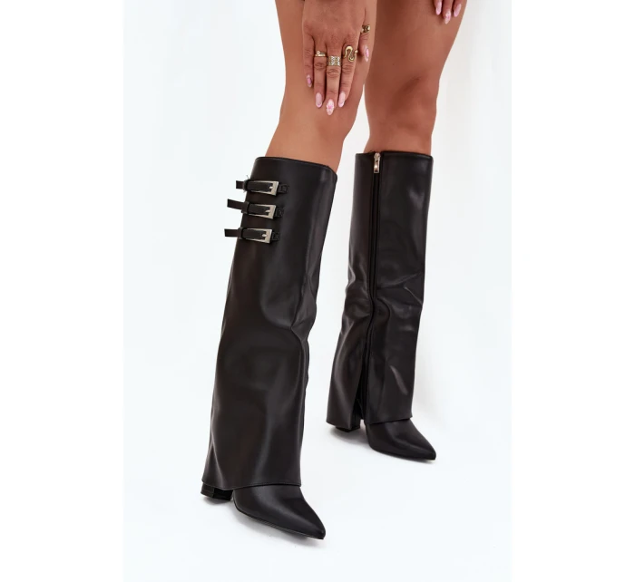 Dámské kozačky na podpatku C-354 Černá - Stephan Paris