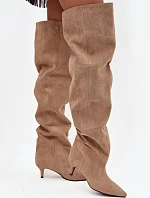 Kozačky na podpatku 3307 khaki - Step in style