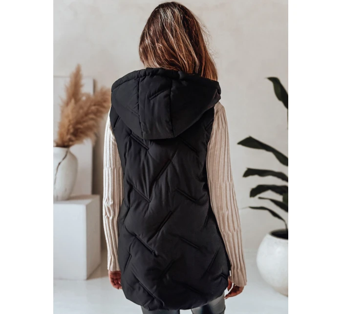 Dámská prošívaná vesta s kapucí černá FashionStreet TY5105