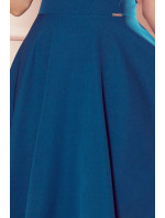 Rozšířené dámské šaty v mořské barvě s výstřihem ve tvaru srdce model 17290076 - numoco