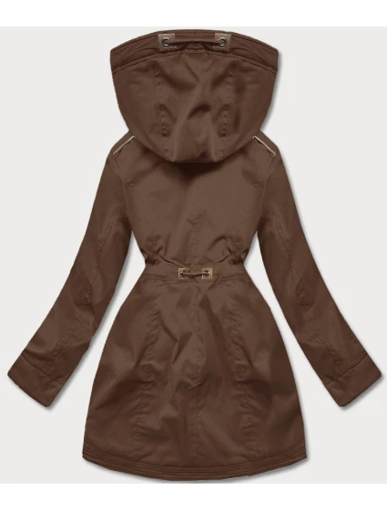 Hnědá dámská zimní bunda parka se vsadkami z eko kůže model 21246297 - LHD