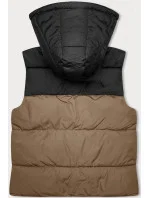Tmavě béžovo-černá krátká dámská vesta J.STYLE s kapucí (16M9112-84) Tmavě béžovo-černá krátká dámská vesta J.STYLE s kapucí (16M9112-84)