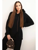 Dámský teplákový komplet zateplený z bavlny s kapucí černý