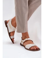 Dámské kožené ploché sandály  zlaté model 21686231 - Zazoo