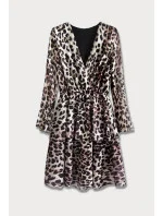 Béžové dámské šaty s přeloženým obálkovým výstřihem (454/2ART) Béžové dámské šaty s přeloženým obálkovým výstřihem (454/2ART)