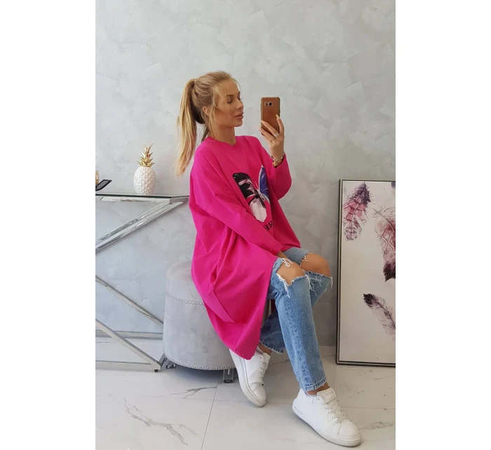Oversize halenka s potiskem fuchsiová Oversize halenka s potiskem fuchsiová