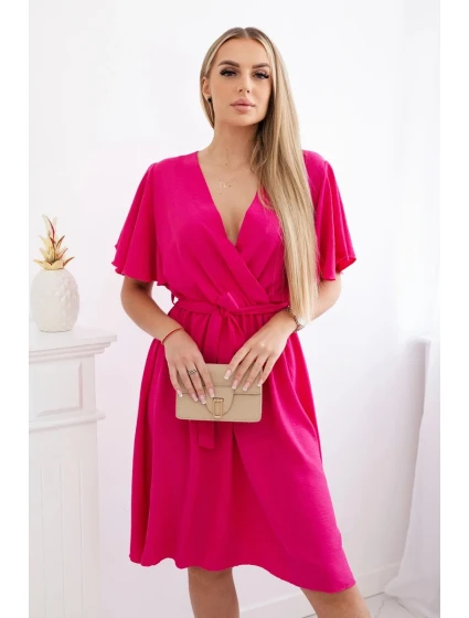 Šaty s vrstveným výstřihem fuchsie