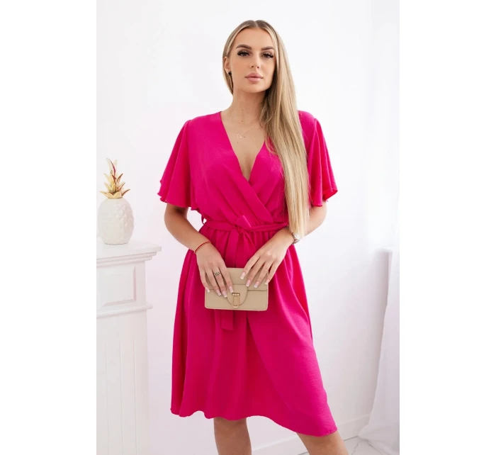 Šaty s vrstveným výstřihem fuchsie