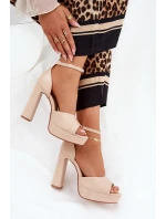 Dámské Sandály Na Podpatku A Platformě Eko Kožené Béžové model 21688872 - Boto Dámské Sandály Na Podpatku A Platformě Eko Kožené Béžové model 21688872 - Boto