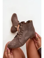 Semišové Boty Na Plochém Podpatku Tmavě Béžové Zazoo