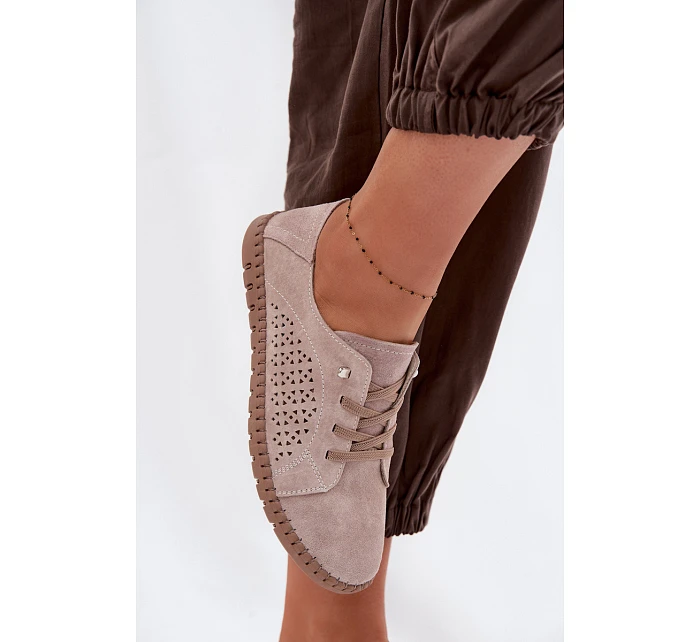 dámské polobotky z pravé semišové kůže Béžové model 22091735 - EVENTO dámské polobotky z pravé semišové kůže Béžové model 22091735 - EVENTO