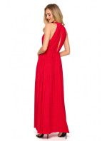 model 18004692 Maxi šaty s výstřihem červené - Moe