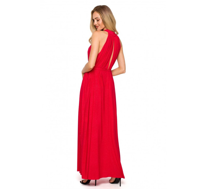 M721 Maxi šaty s výstřihem - červené