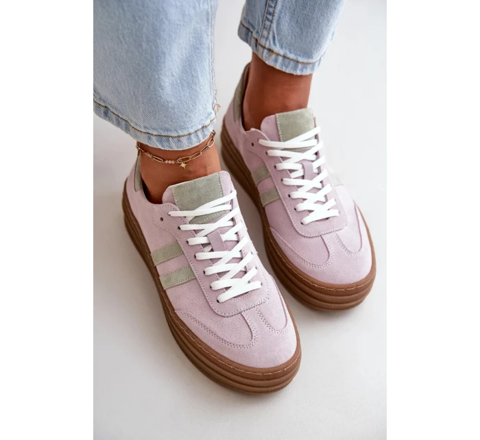 Dámské Semišové Tenisky Na Platformě Fialové Zazoo