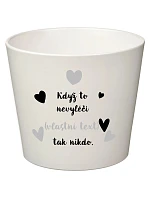 Bílý keramický květináč - když to nezvládne … tak nikdo - velký Bílý keramický květináč - když to nezvládne … tak nikdo - velký