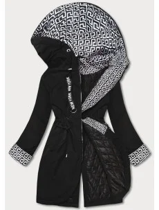 Černá dámská bunda parka s kapucí (B8042-1026)