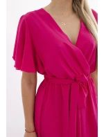 Šaty s vrstveným výstřihem fuchsie