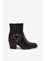 Zateplené dámské kotníkové boty na podpatku s ozdobným černé model 21758914 - Boto Zateplené dámské kotníkové boty na podpatku s ozdobným černé model 21758914 - Boto