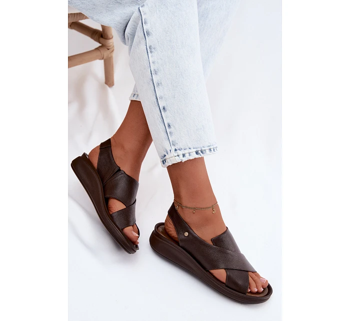 Zazoo 40392 Kožené dámské sandály čokoládové