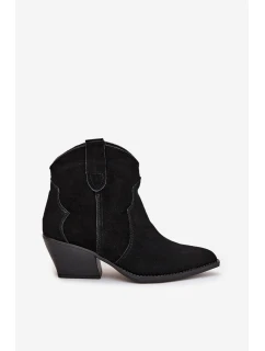 Dámské kovbojské kotníkové boty z přírodní velurové kůže Beretta – černé