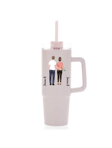 Personalizovaná termoska s průhledným víčkem s párem 