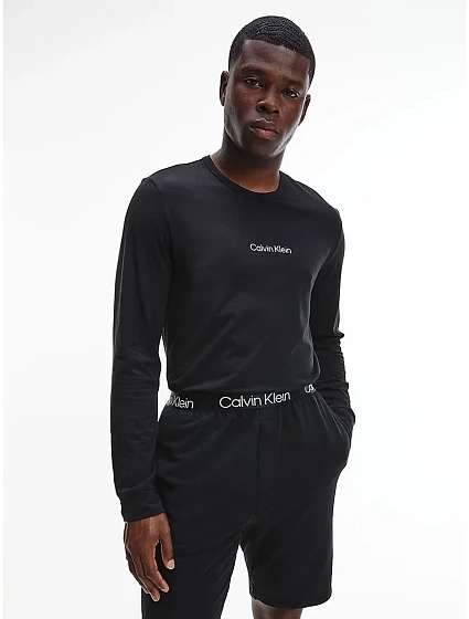Pánské tričko s dlouhým rukávem model 16235246 UB1 Černá - Calvin Klein