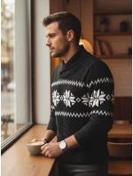 Pánský černý svetr FashionStreet WX2268 Pánský černý svetr FashionStreet WX2268