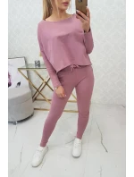 Souprava s oversize blůzou tmavě růžová