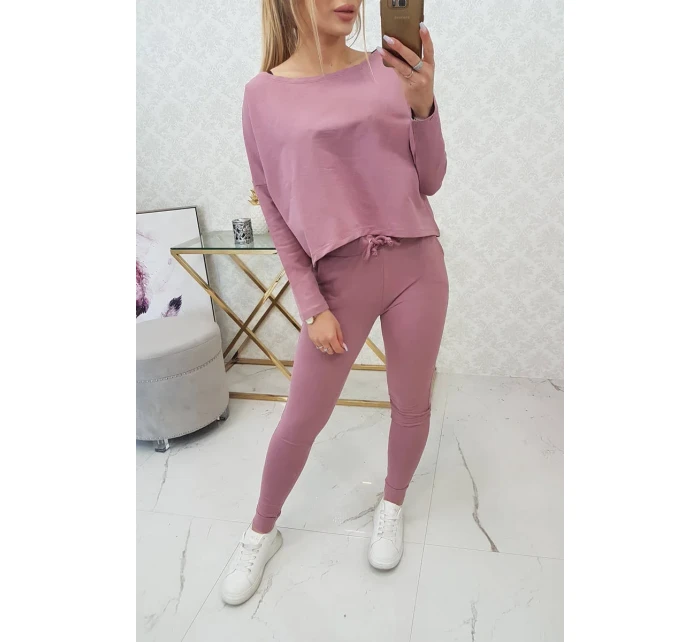 Souprava s oversize blůzou tmavě růžová