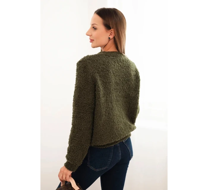 Dámský svetr z měkkého model 21421720 khaki - K-Fashion