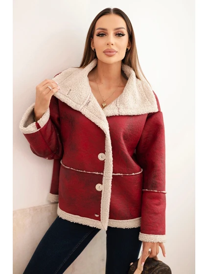 Dámská bunda Plus Size s kapucí a kapsami zateplená model 21441612 camelová - K-Fashion