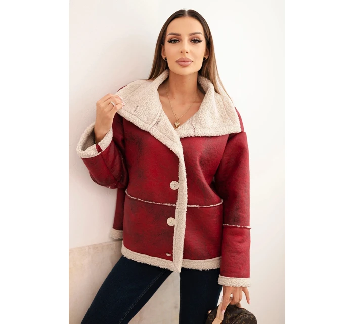 Dámská bunda Plus Size s kapucí a kapsami zateplená model 21441612 camelová - K-Fashion