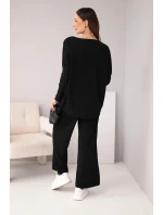 Dámský viskózový komplet s volnou blůzou a kalhotami černý