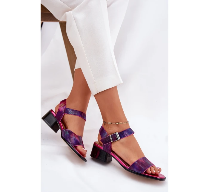 Dámské kožené sandály na podpatku model 21694734 - Maciejka