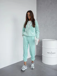 Dámský velurový komplet v mátové barvě s rozepínací mikinou model 20980101 - Moon