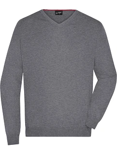 JN Pánský svetr s výstřihem do V 02.0 grey heather model 22487917 - Daiber