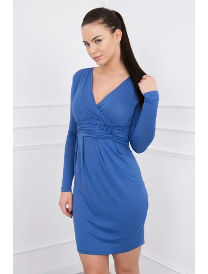 Přiléhavé šaty s výřezem pod poprsím z džínoviny