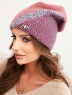 Dámská čepice z modalu a viskózy s ozdobným knoflíkem ecru