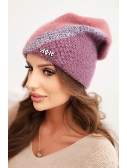 Dámská čepice z modalu a viskózy s ozdobným knoflíkem ecru