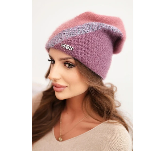 Dámská čepice z modalu a viskózy s ozdobným knoflíkem ecru