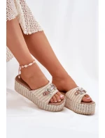 Dámské Pantofle Na Klínu S A Dekorací Béžové model 21698893 - Boto