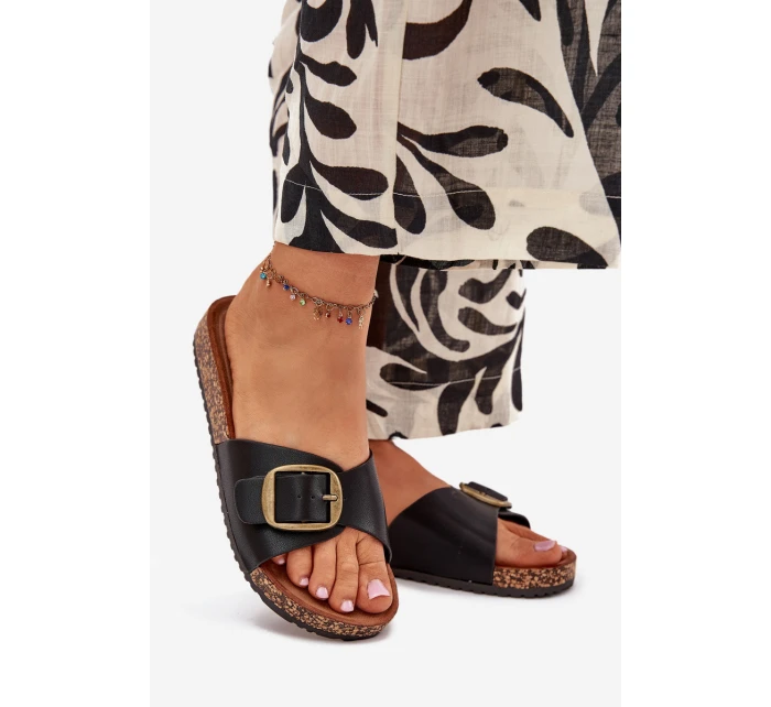 Dámské sandály na korkové platformě s přezkou černé Vianara Dámské sandály na korkové platformě s přezkou černé Vianara