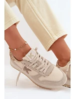 Kožené Semišové Dámské Tenisky Na Platformě  Béžové model 22073057 - VINCEZA