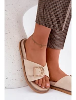 Dámské nazouváky se zlatým přezkou světle béžové Elviane