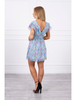 Květinové šaty s volánky azurové barvy