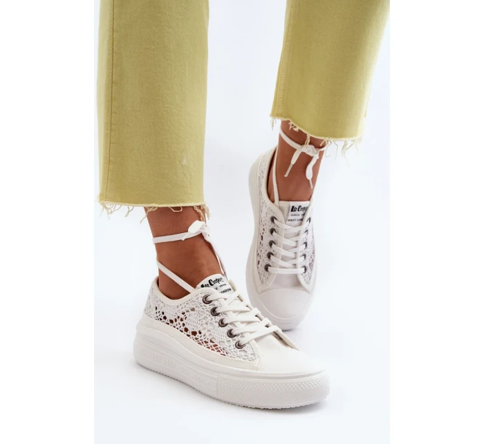 Krajkové dámské tenisky Lee Cooper bílé